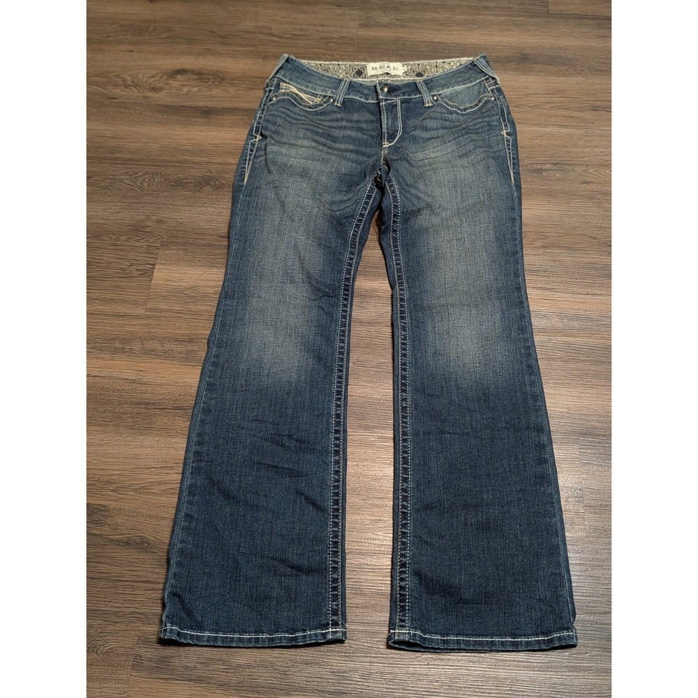 Ariat REAL Denim Womens 31R Bootcut Jeans Medium Wash Embroidered Pocket Western
